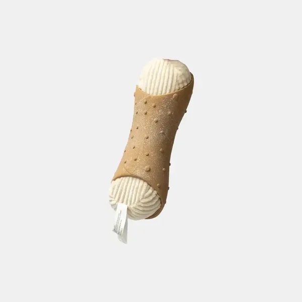 🇮🇹 Cannoli Dog Toy – Jouet froissé en peluche et caoutchouc 2 en 1 pour les mâcheurs