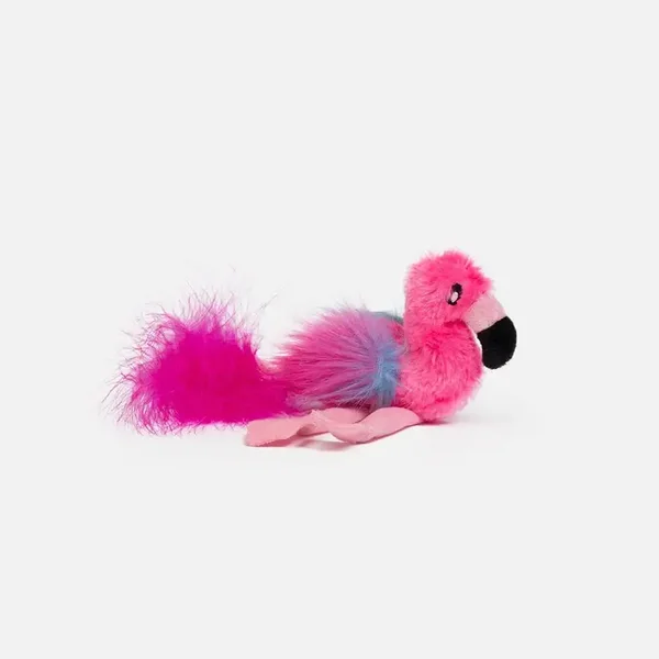 Jouet pour chat flamant rose | Peluche vibrante interactive avec plumes
