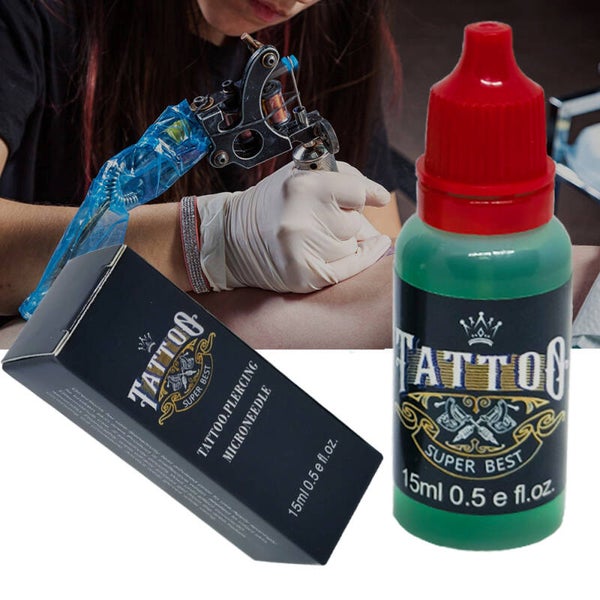 Blue gel during tattoo