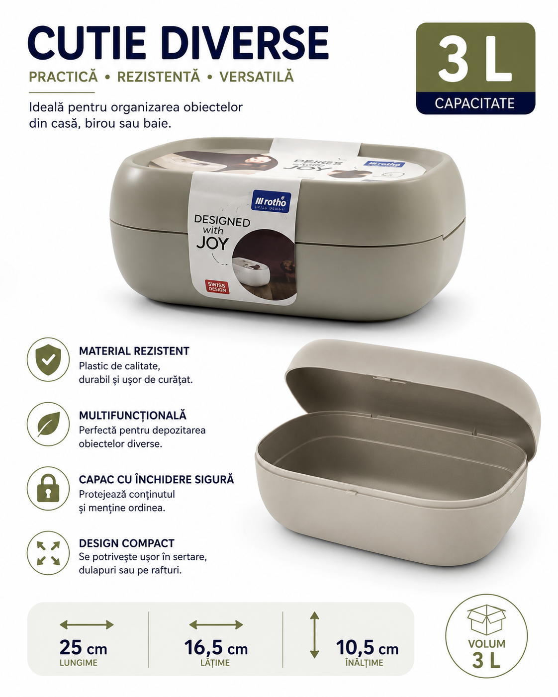 Cutie Diverse din Plastic – 3 Litri | Practică, Versatilă și Ușor de Folosit