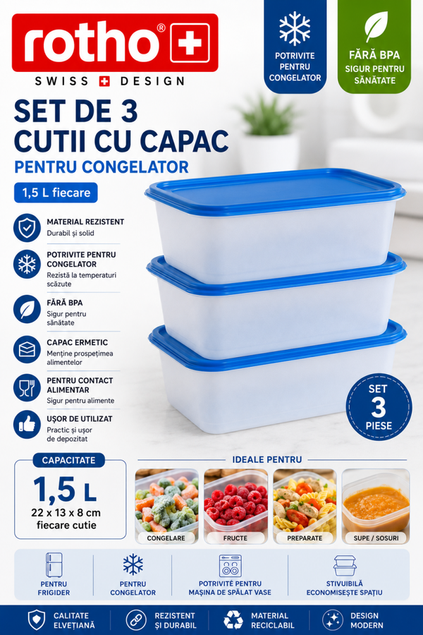 Set 3 CutiI Congelator – Capac Albastru