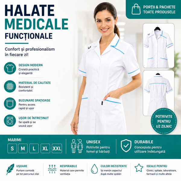 Halat Medical Damă – Model MODERN | Confort, Stil și Funcționalitate