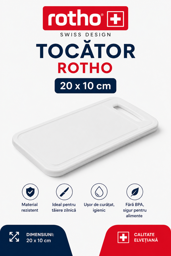 Tocator Rotho – 10 × 20 cm | Plastic Premium pentru Bucătărie