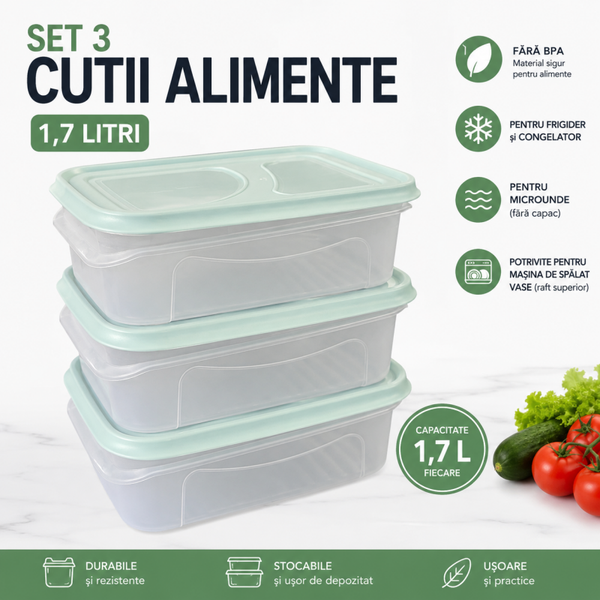 Set Caserole Rotho pentru Microunde – Diverse Culori
