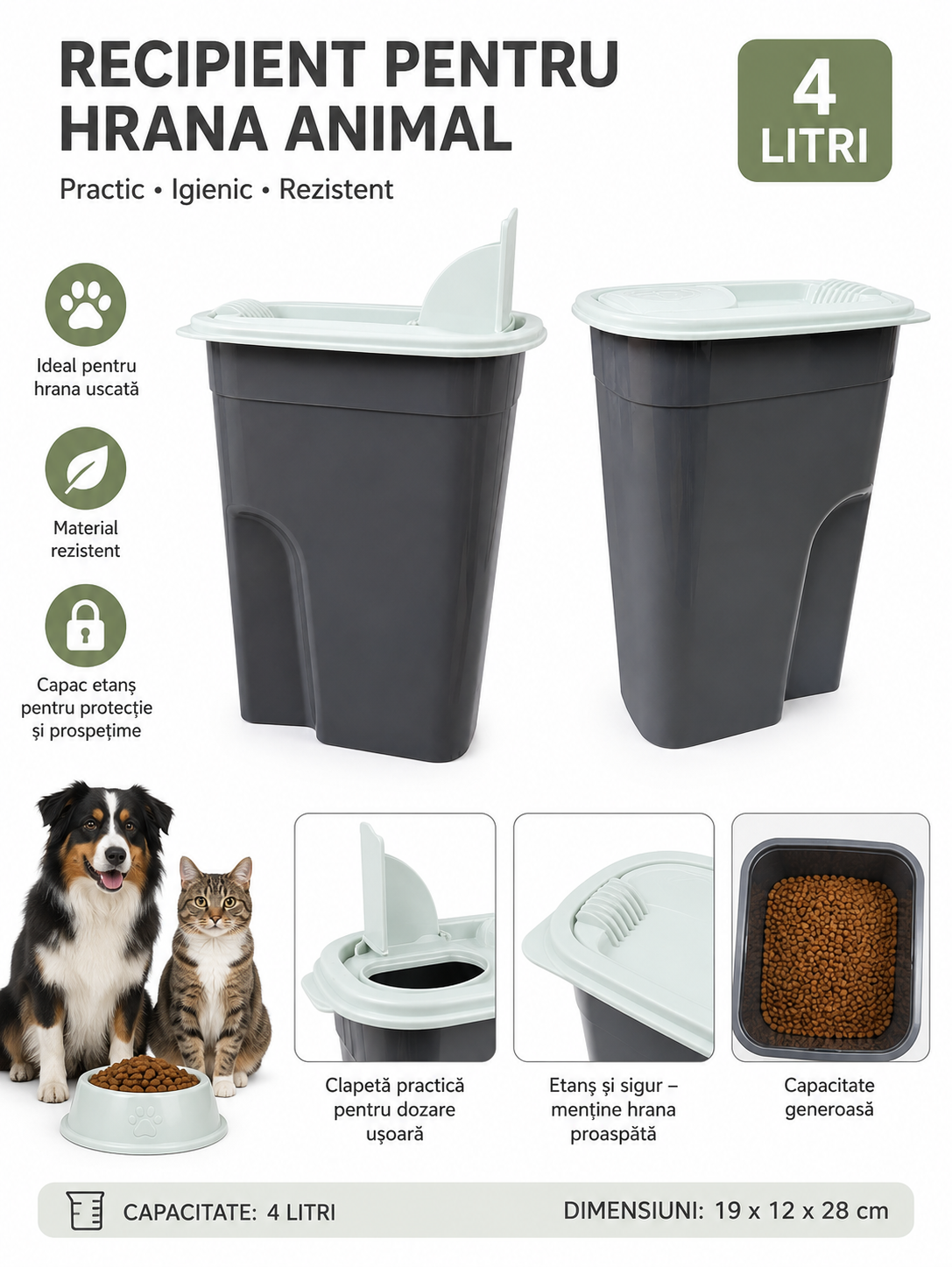 Recipient Rotho pentru Hrană Animale – 4,1 L