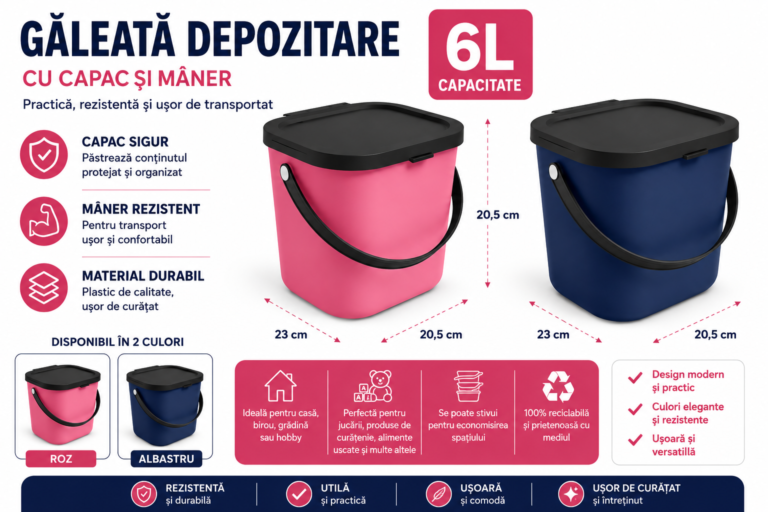Găleată Universală 6 Litri – Rezistentă, Practică și Versatilă