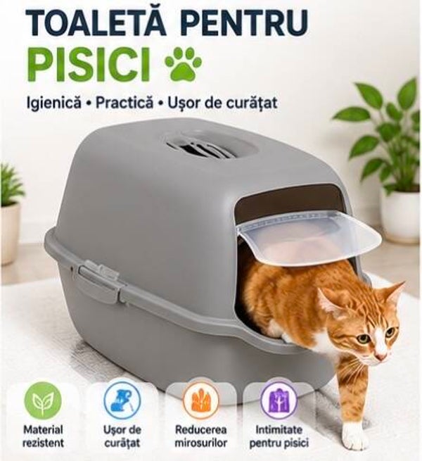 Litieră pentru Pisici cu Capac | Igienică, Practică și Ușor de Curățat