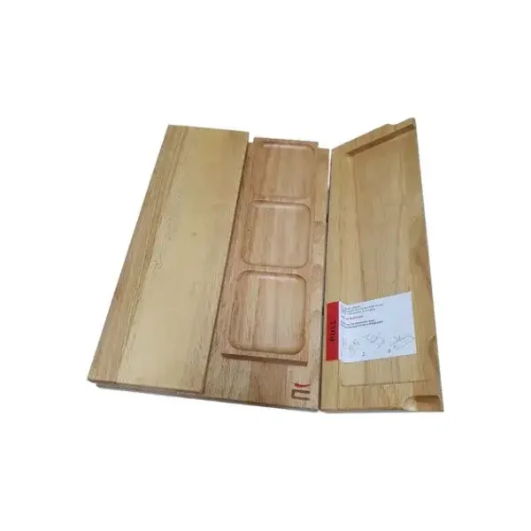 Platou de Servire din Lemn de Tec Dutch – Triplu Pliabil, cu Compartimente, Tocător și Tavă pentru Aperitive | 25 × 39 × 4 cm