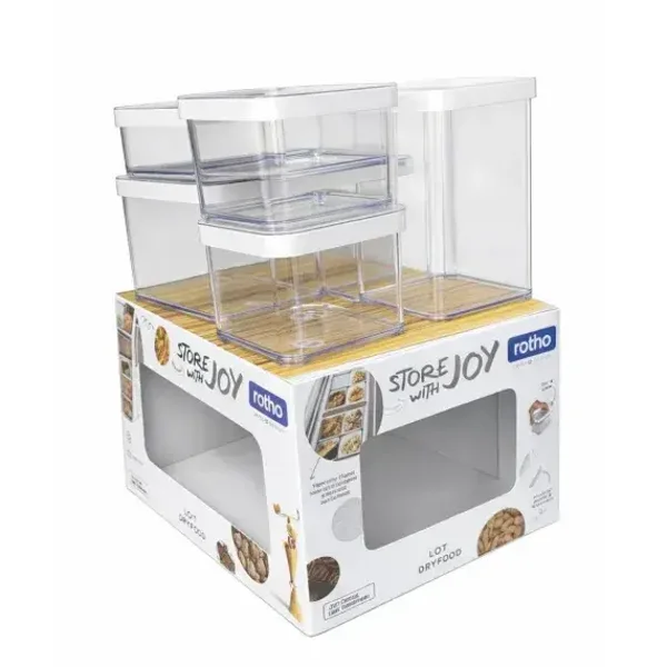Set Rotho Loft – 5 Cutii Etanșe pentru Depozitare | Design Modern, Stivuibile și Sigure pentru Alimente