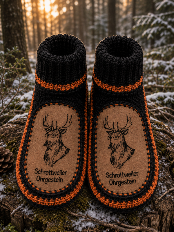 Vorbestellung : unser Motiv  Schwarzwälder Urgestein Winter-boots oder Sip-on Slipper