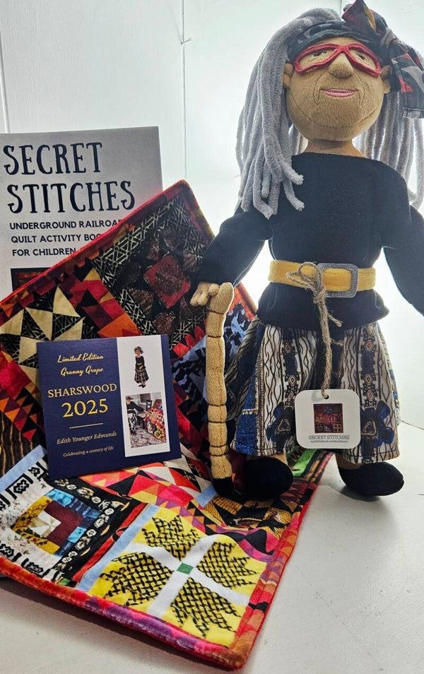 Granny Grupe Limited Edition 'Sharswood' Doll with attached cane and 12"x12" Underground Railroad quilt