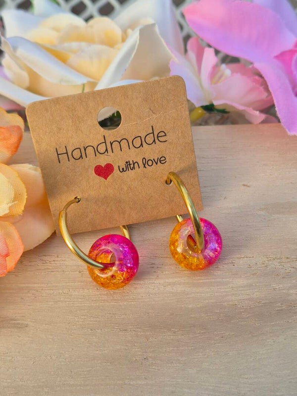 Créoles à pampilles interchangeables boule colorée