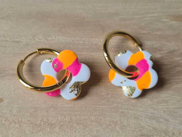 Créoles interchangeables pop roses acidulées