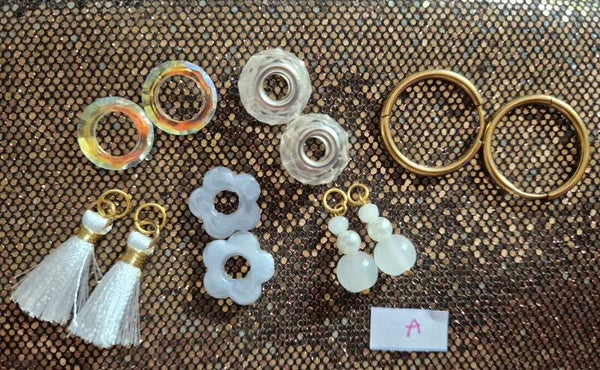 Kit créoles et 5 pampilles blanc Doré   B A