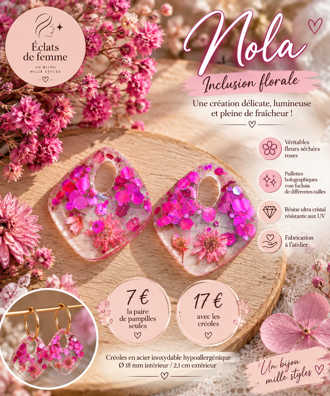 Pampilles NOLA INCLUSION FLORALE
