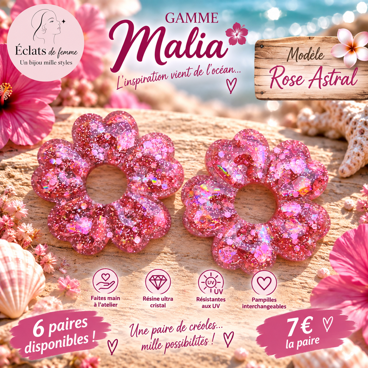 Pampilles MALIA MODÈLE ROSE ASTRAL