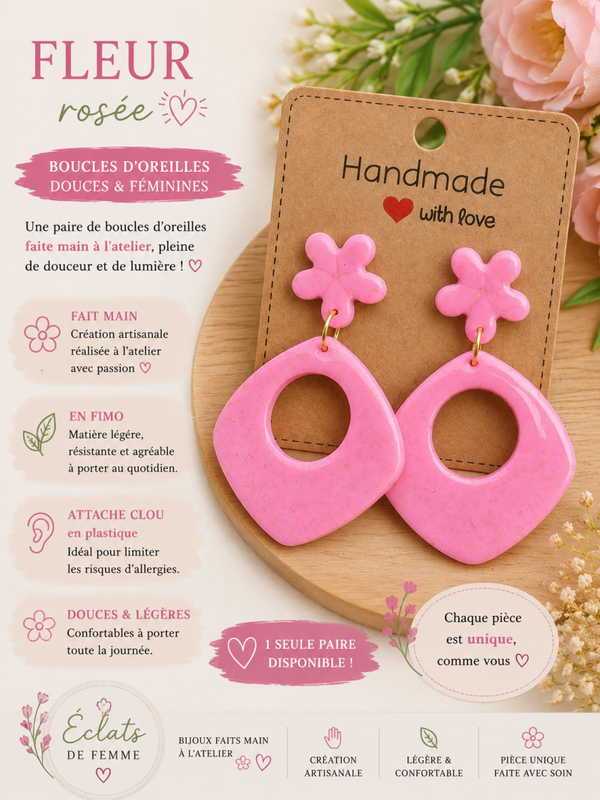 Boucles rose tendre