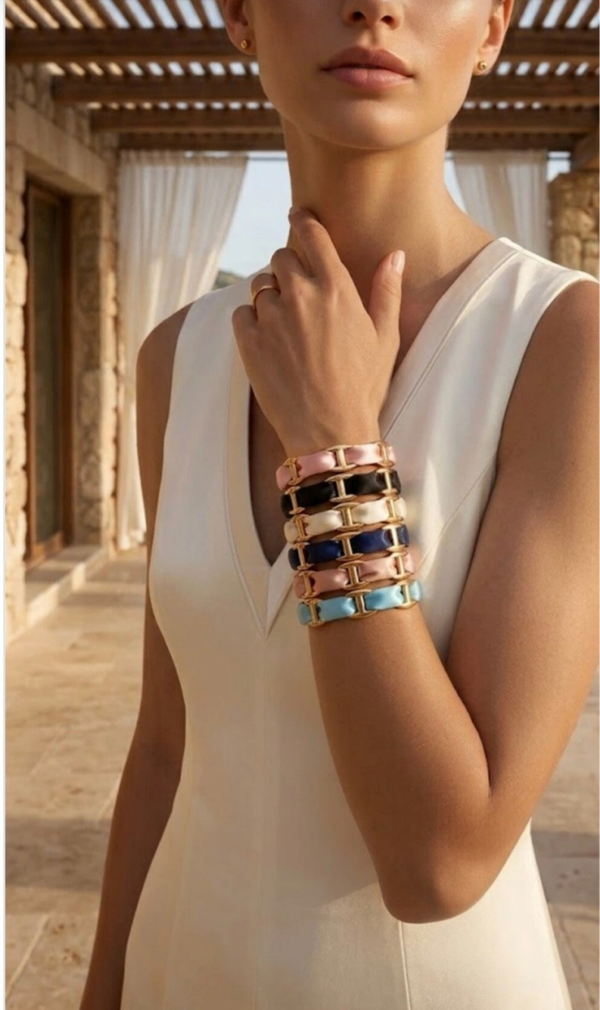 Bracelet Jonc Tissu en Acier Inoxydable – Chic & Tendance