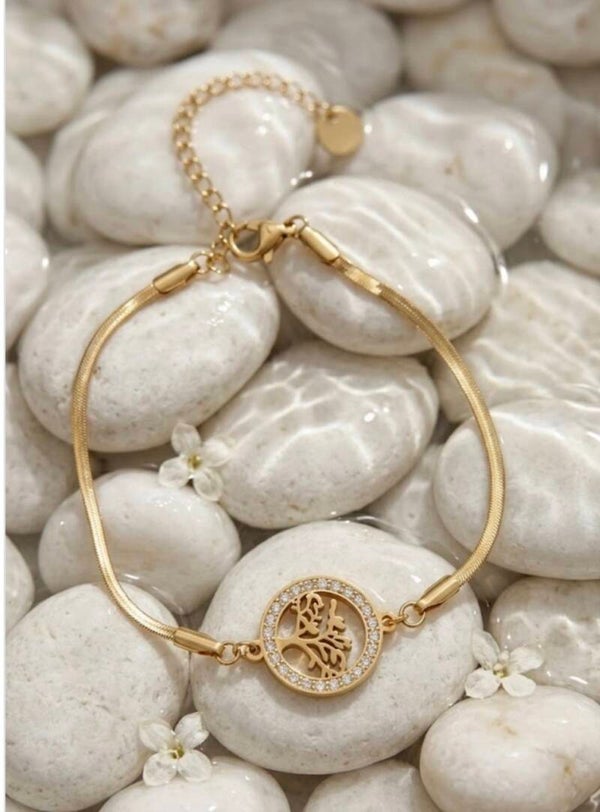 Bracelet Arbre de Vie en Acier Inoxydable et ZIRCONS– Élégance & Symbolique