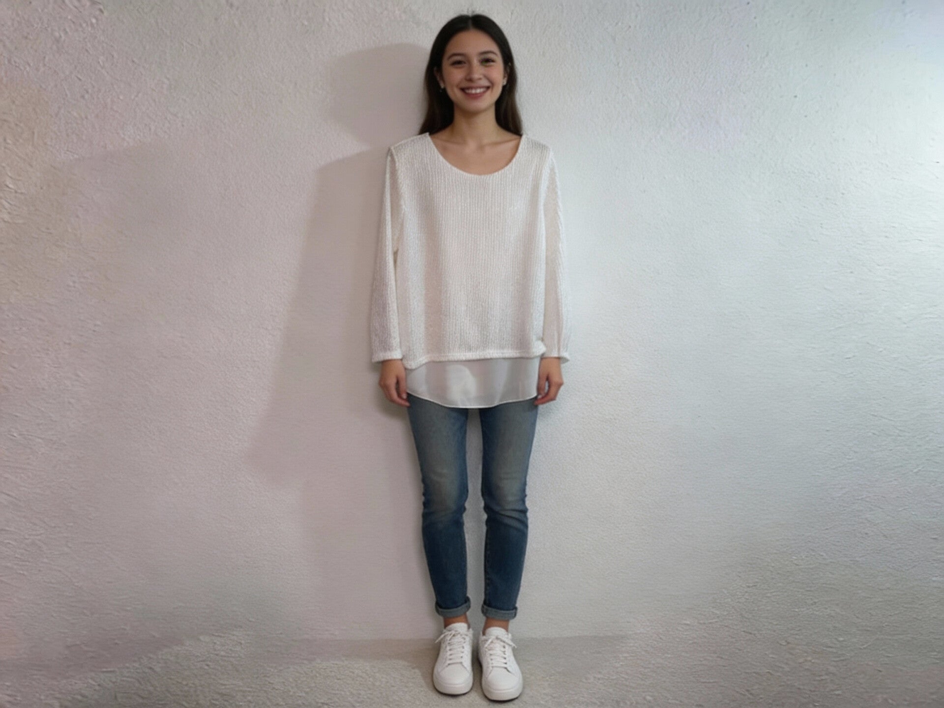 Blouse met glitter en gelaagd effect