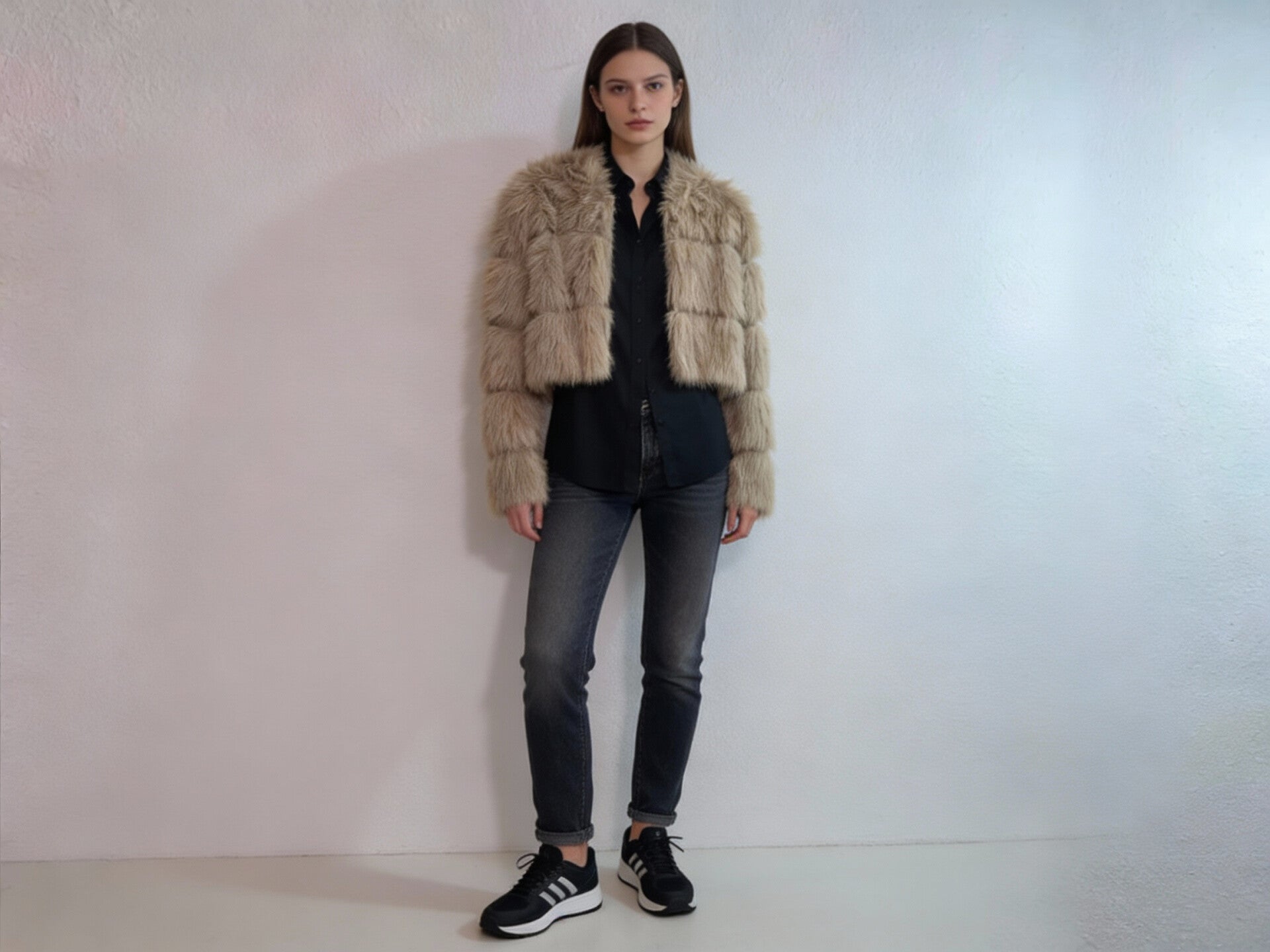 Cropped imitatiebont jasje voor dames