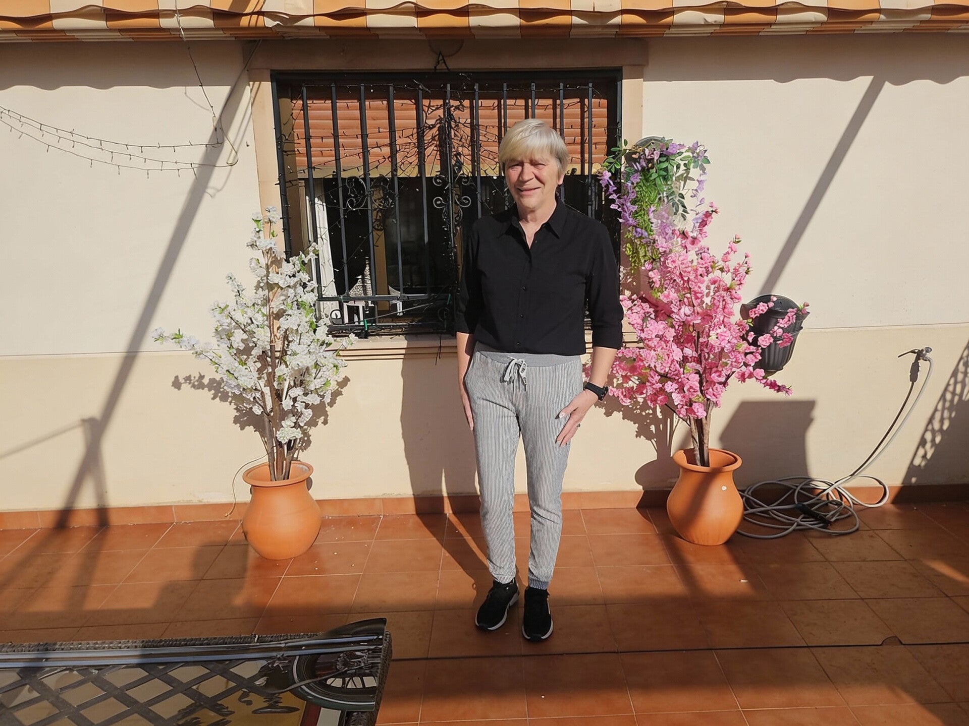 Comfortabele damesbroek met fijne streep