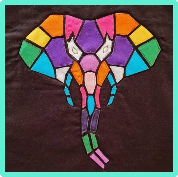 Stained glass Elephant mini quilt PDF pattern