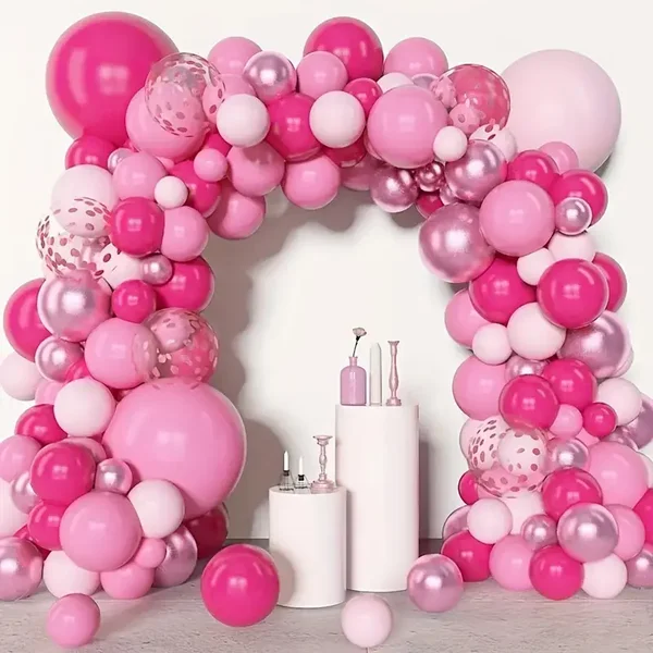 131-delig Roze Ballonslinger Kit met Confetti Latexballonnen