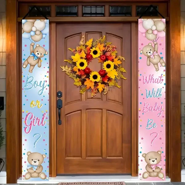 Banner Blauw/roze Girl of Boy set van 2 stuks.