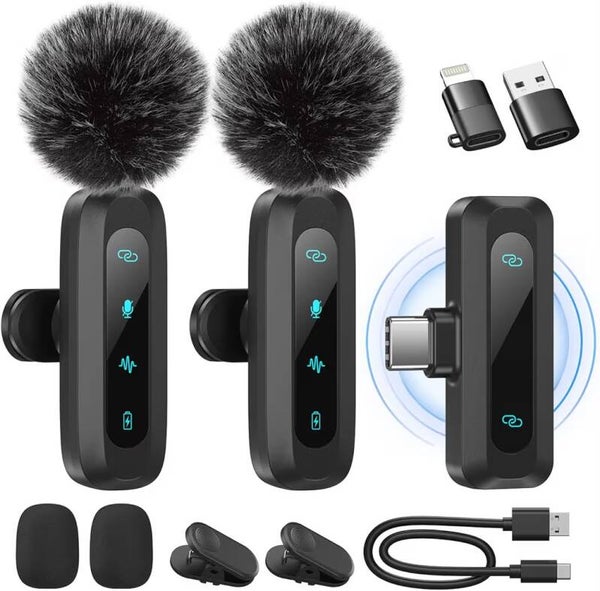 Micro Cravate sans Fil-pour TikTok & Vlogs & Youtube,2-Pack Plug & Play,Réduction De Bruit,30M Portée,Mini Micro Compatible iPhone/Android/PC