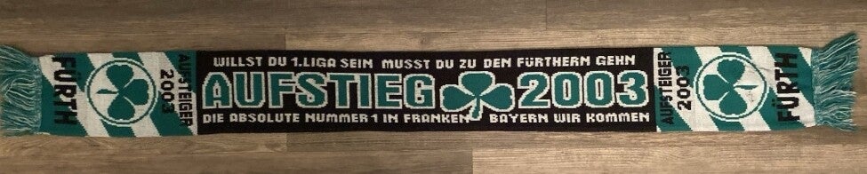 Greuther Fürth Fan Schal ⚽️ Aufsteiger 2003 ⚽️ Mit Autogramm 🧣⚽️🧣