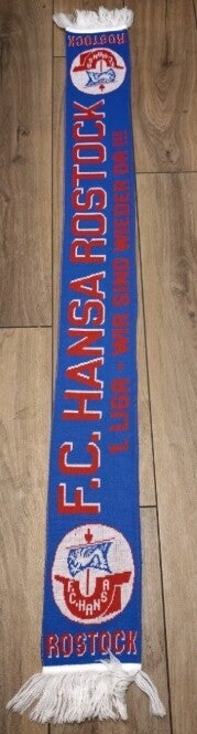 Hansa Rostock Fan Schal Mit Fransen " Erste Liga Wir Sind Wieder Da " ⚽⚽⚽