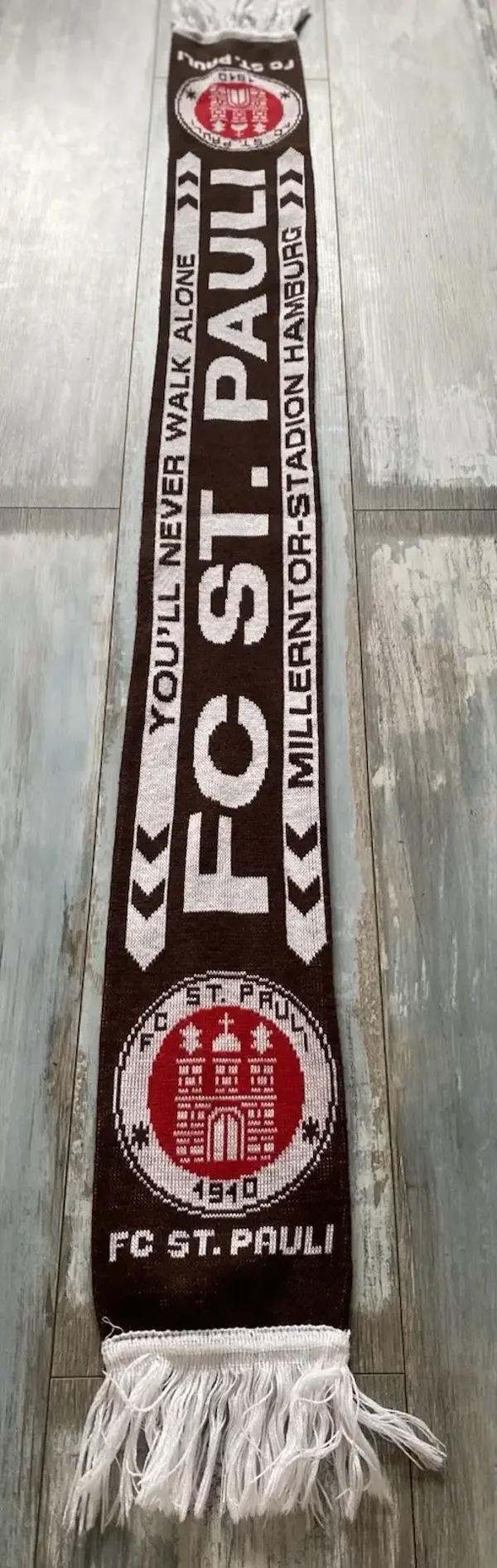 FC St. Pauli Fan Schal ⚽️ „You‘ll Nerver Walk Alone“ ⚽️ St. Pauli 🧣⚽️🧣