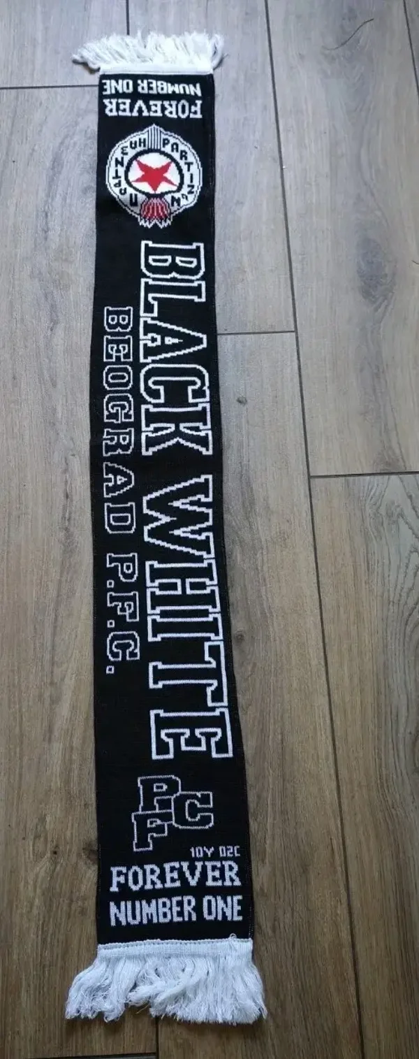 Partizan Belgrad Fan Schal Mit Fransen " Black /White "⚽⚽⚽⚽