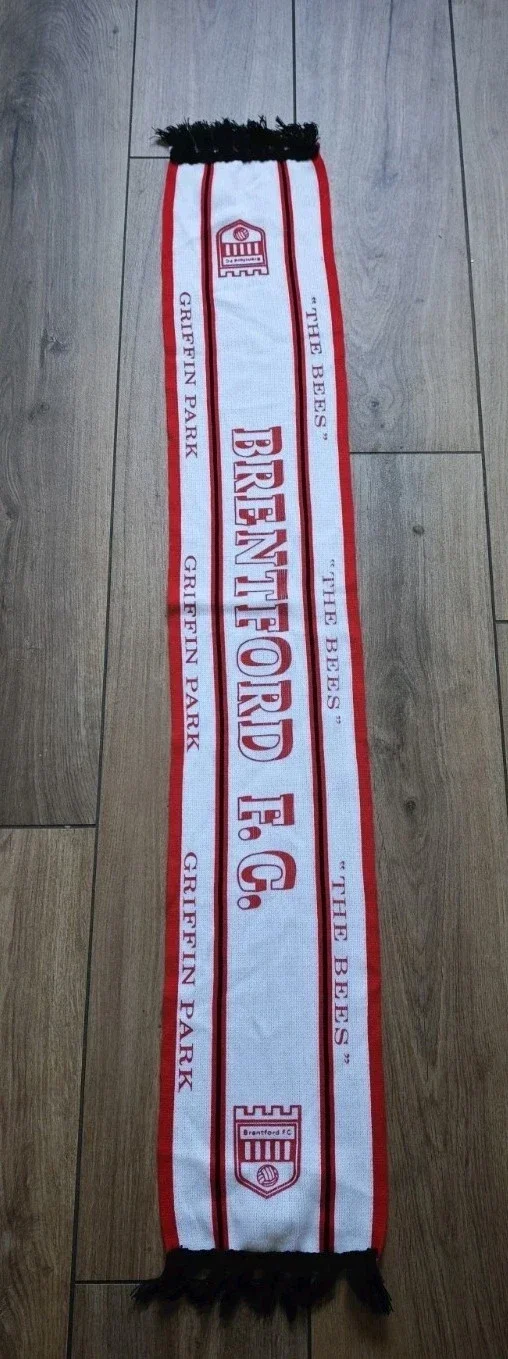 Brentford FC Fan Schal Mit Fransen " Griffin Park " ⚽⚽⚽⚽ Siebdruck Schal