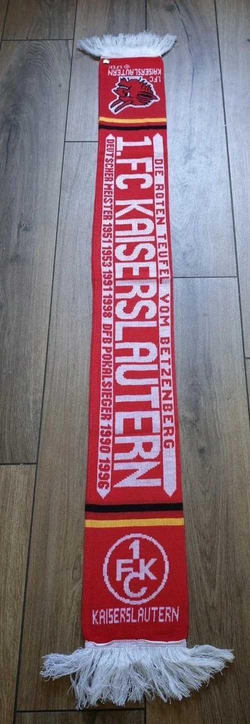 1.FC Kaiserslautern Fan Schal Mit Fransen Zustand Top + FCK Pin ⚽⚽⚽
