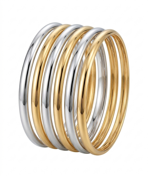 Set de 6 brazaletes bicolor