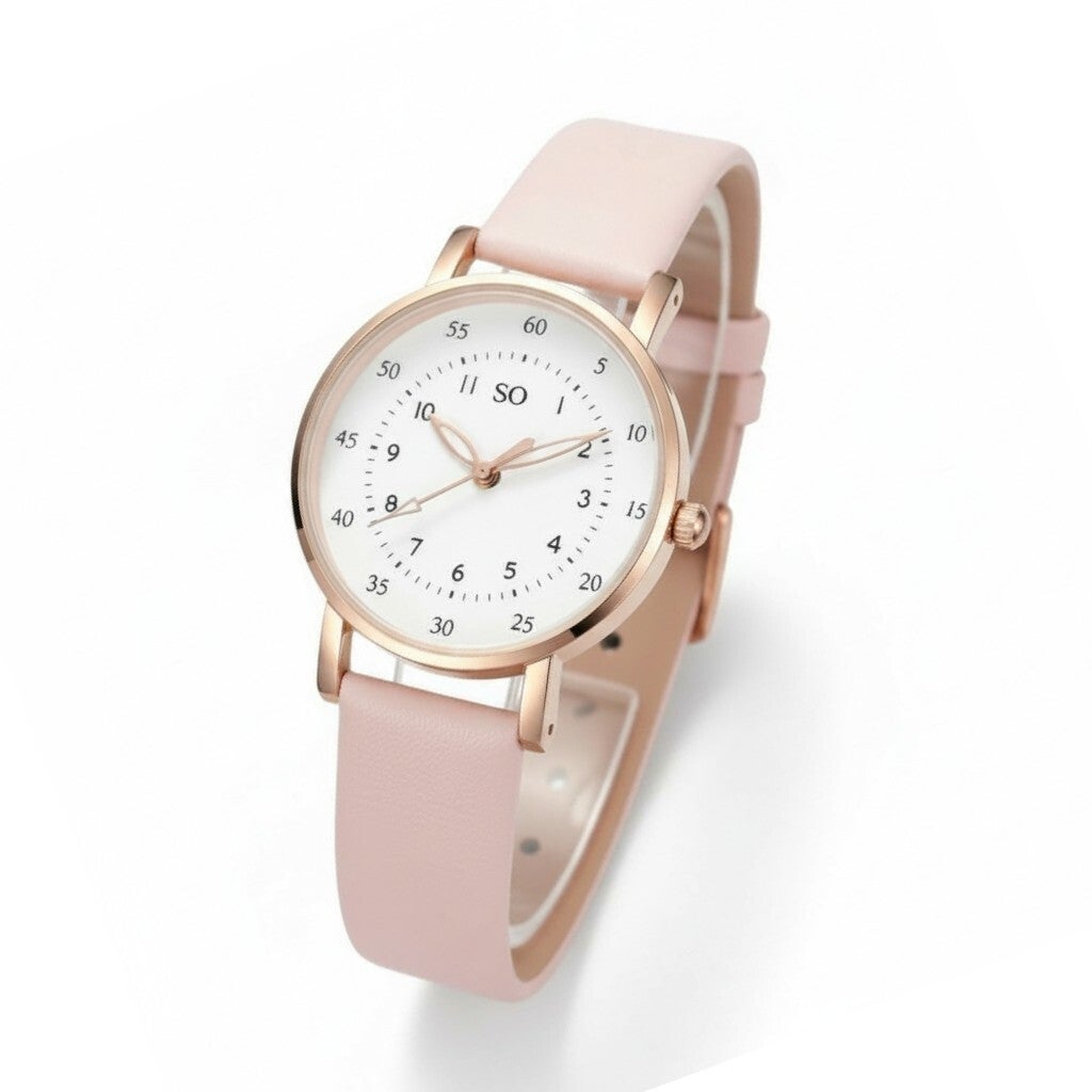 Flot dameur med lyserød rem