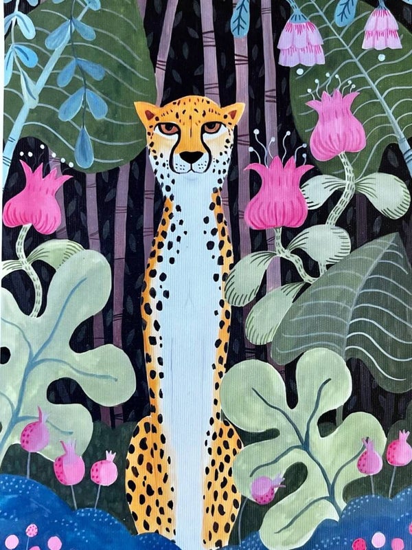 Flot lærredsplakat med leopard