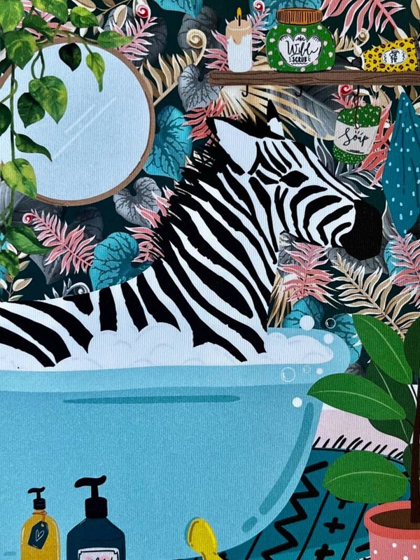 Flot lærredsplakat med zebra i bad