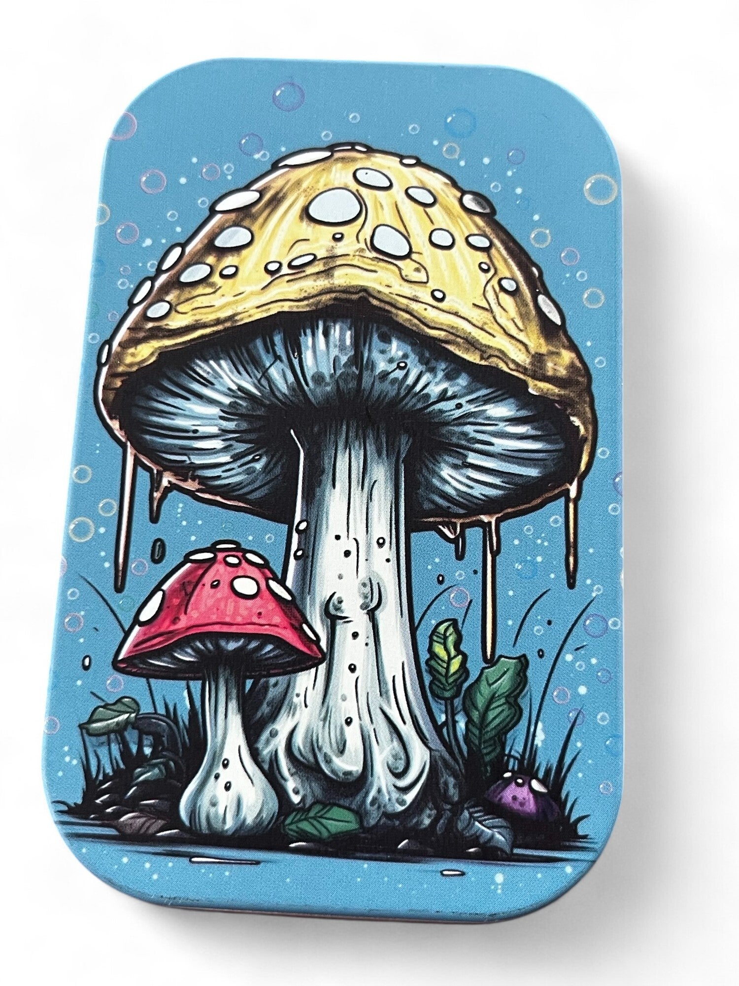 Lille metaldåse med to svampe