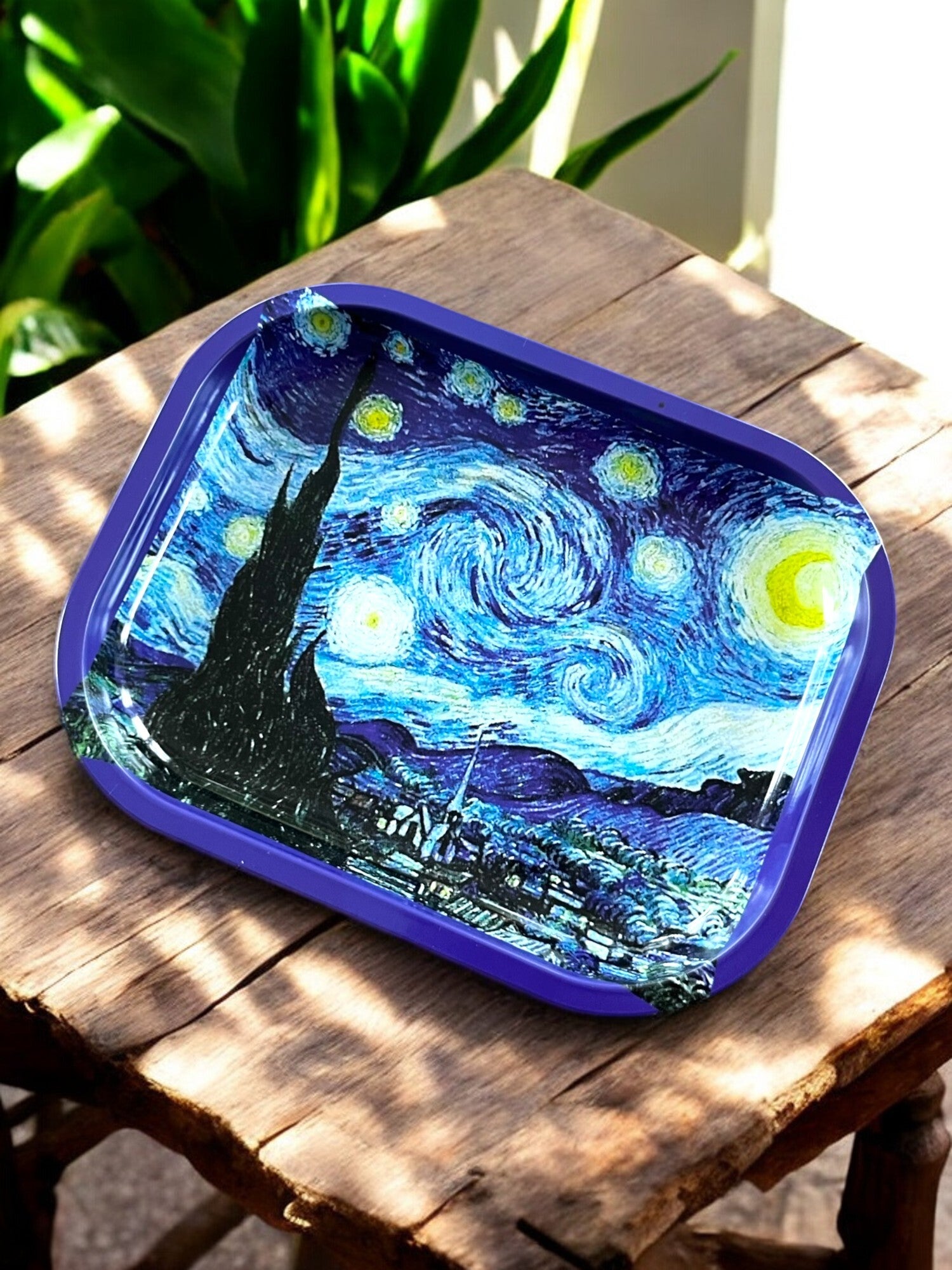 Lille metalbakke med print af Van Gogh's starry night