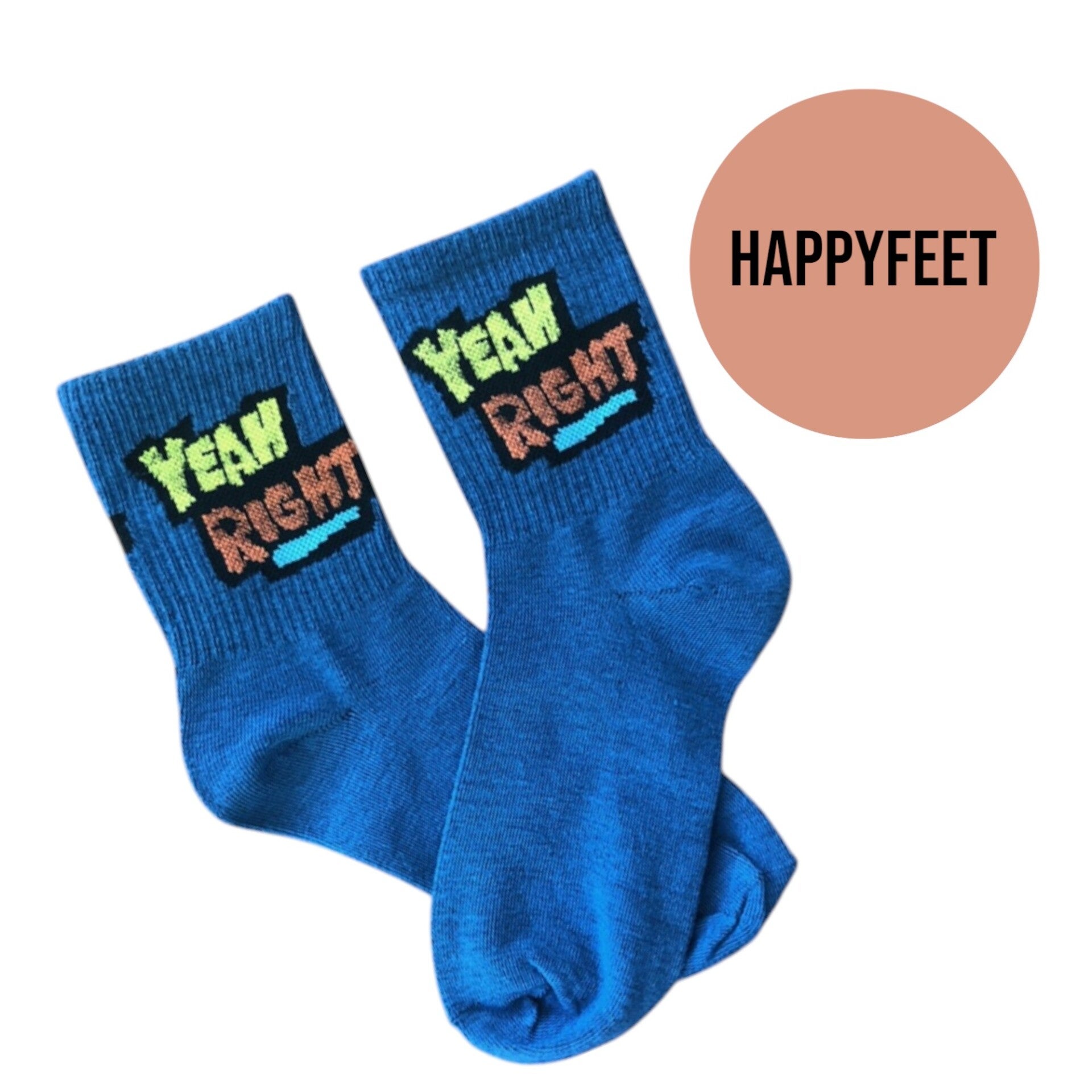 Strømper med tekst "Yeah right"