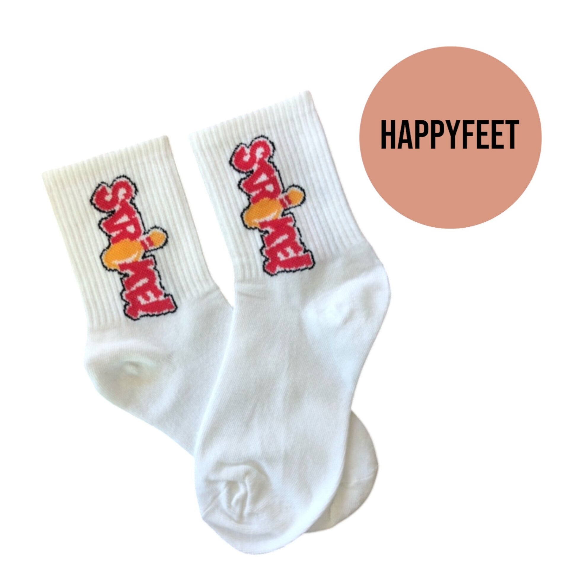 Strømper med tekst "Strike"