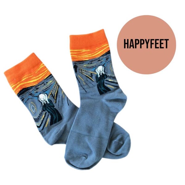 Strømper med Edvard Munch "Skriget" print