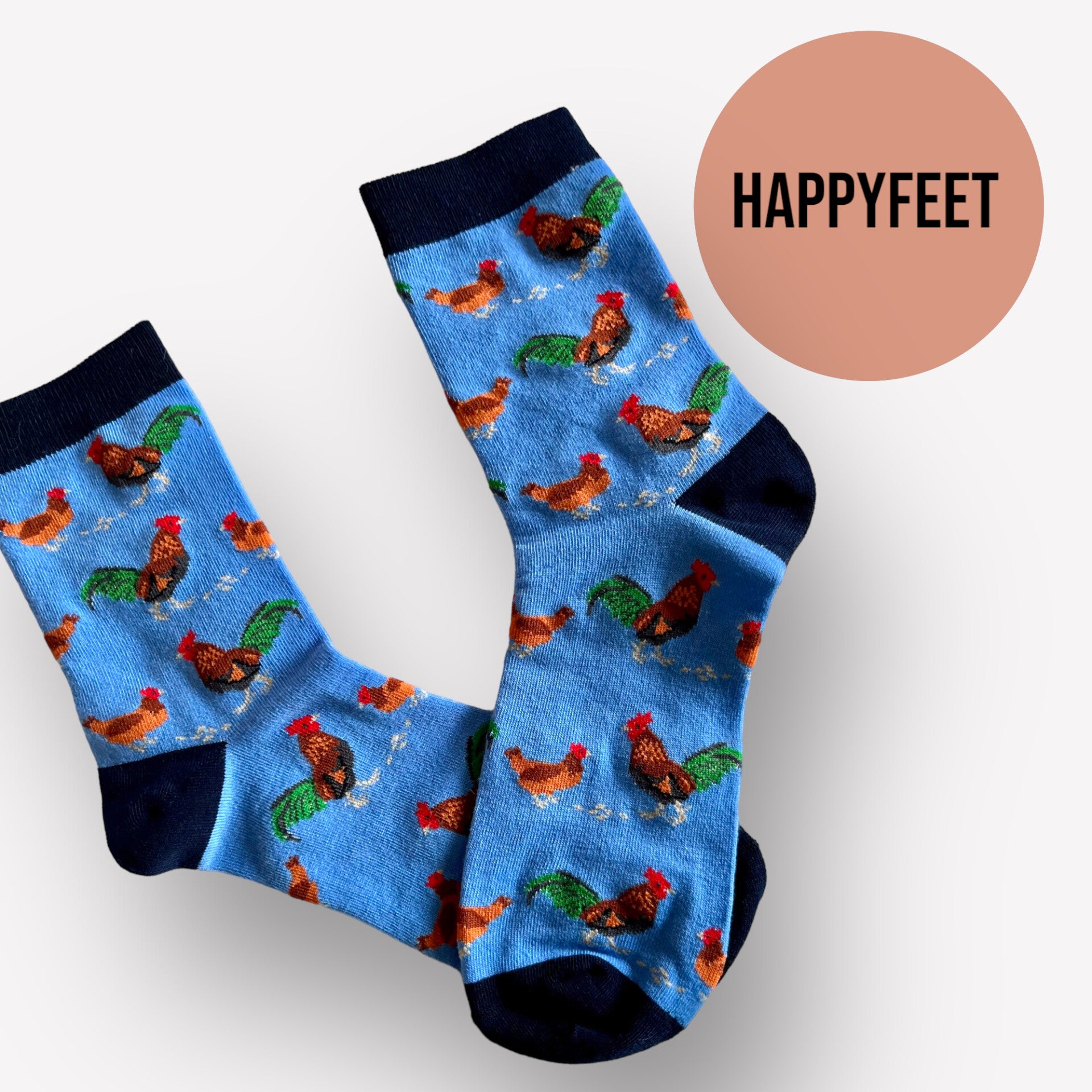 Sjove strømper med høns/hane