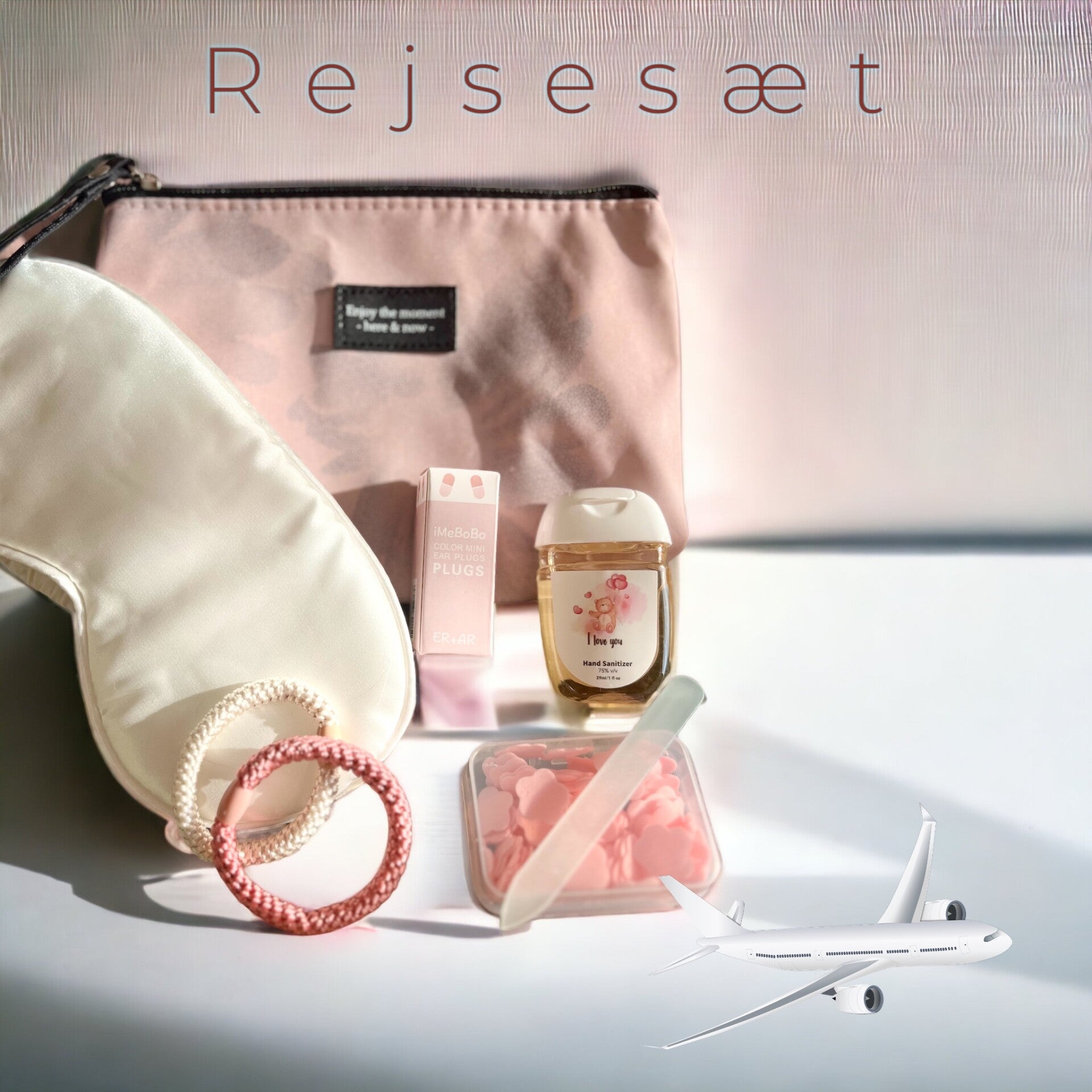 Rejsesæt - 7 dele - lyserød