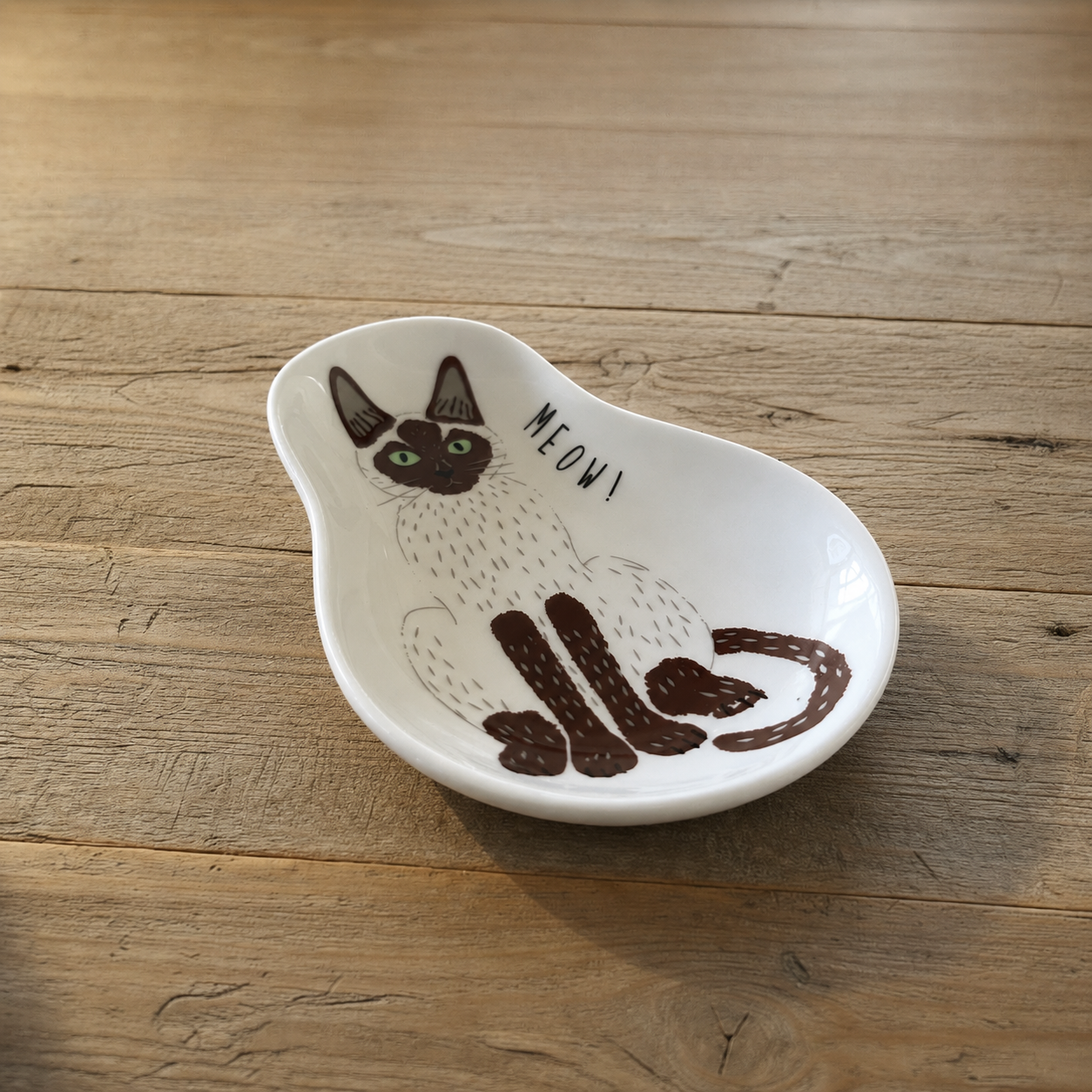 Lille porcelæns skål med kat
