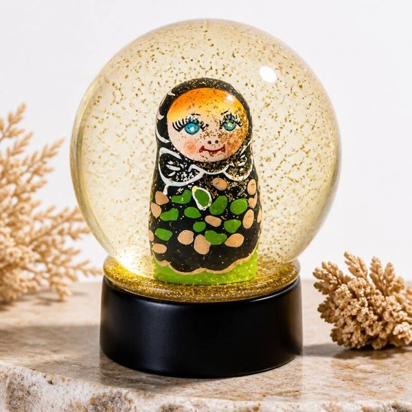 RGA stor snowglobe med babusjka dukke