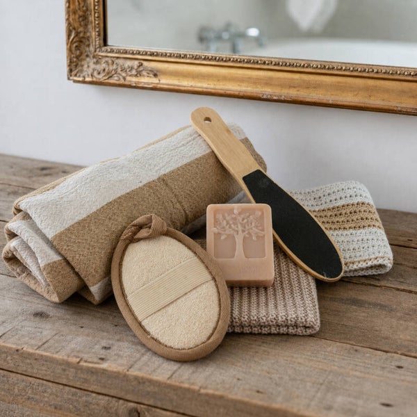 Wellness gavepakke i beige & hvid